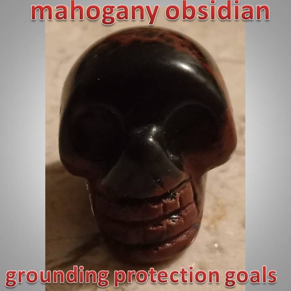 Mahogany Obsidian SKULL tumbled stone rock crystal GROUNDING PROTECTION